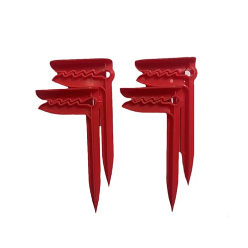 KiBcsLic 4er Pack Strandheringe, Ankerclips für Strandtücher Im Freien, Picknickdeckenhalter, Leichte, Handtuch Und Sandspikes für Camping, Rot von KiBcsLic