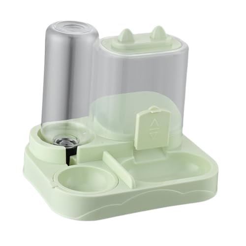 KiBcsLic Automatischer Futterspender für Haustiere mit Kombinierter Futterschale Wasserspender Futtercontainer Futtervorratsbehälter in Abnehmbarer Ausführung, GrÜn von KiBcsLic