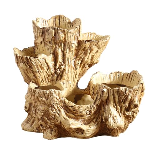 KiBcsLic Baumstumpf Blumentopf Pflanztopf Statue Skulptur Aus Wetterfestem Harz für Einen Miniaturgarten für Die Dekoration von Schreibtisch Regal Und Fenster, Holz von KiBcsLic