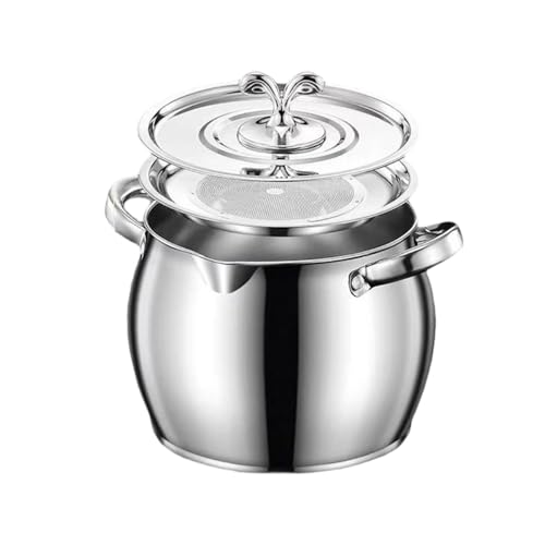 KiBcsLic 4 L Fettbehälter mit Sieb-Set, Edelstahl-Speckfettbehälter, Öl-Sieb-Topf, Fettfilter-Ölbehälter, Küchen-Speiseöl-Vorratsbehälter, Speckfett zum Kochen, Braten und Sieben von Öl von KiBcsLic
