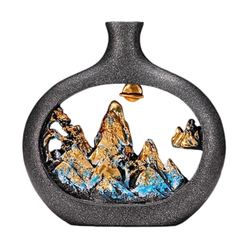 KiBcsLic Blumenvase Harzvase Chinesisches Kunstornament mit Hohlberg Dekovase Wohnaccessoire Als Ausgefallenes Mittelstück für Schlafzimmer Wohnzimmer Arbeits, 19.5 X 3.5 X 19.5 cm von KiBcsLic