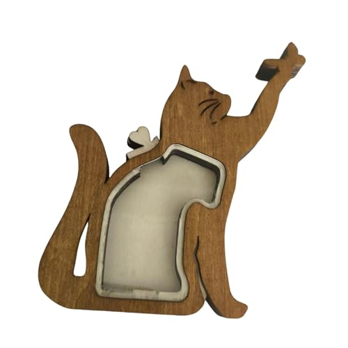 KiBcsLic Dog Hair Keepsake Box Holz Erinnerungsurnen Haustierfell Sammelbox Organizer Katzenform Langlebig für Tier Gedenken Tischdeko, Kaffee von KiBcsLic