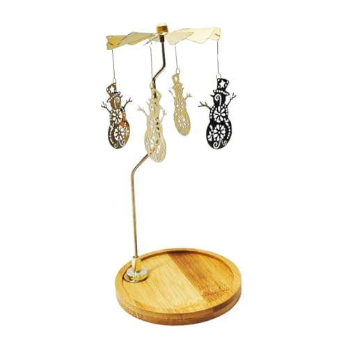 KiBcsLic Drehkerzenhalter, Kerzenständer, Geschenk, Romantisch mit Bambustablett, Teelicht Kerzenständer für Schlafzimmer, Urlaub, Schneemann von KiBcsLic