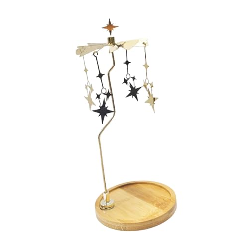 KiBcsLic Drehkerzenhalter, Kerzenständer, Geschenk, Romantisch mit Bambustablett, Teelicht Kerzenständer für Schlafzimmer, Urlaub, Stern von KiBcsLic