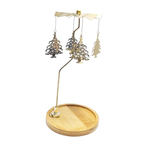 KiBcsLic Drehkerzenhalter, Kerzenständer, Geschenk, Romantisch mit Bambustablett, Teelicht Kerzenständer für Schlafzimmer, Urlaub, Weihnachtsbaum von KiBcsLic