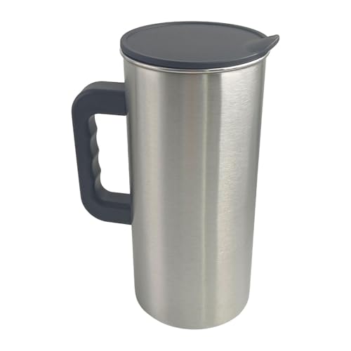 KiBcsLic Edelstahl Karaffe mit Deckel Und Griff Große 1500ml Kapazität für Kalte Und Heiße Getränke Elegantes Design Leicht zu Reinigen für Küche Restaurant C, Schwarz von KiBcsLic