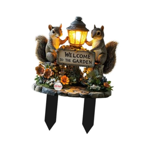 KiBcsLic Eichhörnchen Hofschild für Den Außenbereich, 2D Blumentopf Dekoration, für Gehwege, B von KiBcsLic