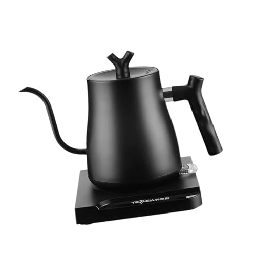 KiBcsLic Elektrischer Wasserkocher Übergießkessel Handaufguss Kanne Kaffeekanne mit Schwanenhals Ausguss Und Trockengehschutz für Baristas Und Liebhaber, Schwarz, 800l von KiBcsLic