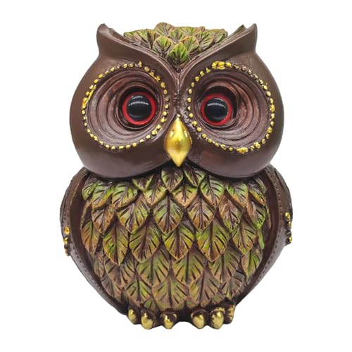 KiBcsLic Eule Figurine Ornamente Resin Tier Skulptur Sammlung Handwerk Bücherregal Dekoration mit Schöner Handarbeit Und Stabilem Aufbau für Schreibtisch Büro, GrÜn von KiBcsLic