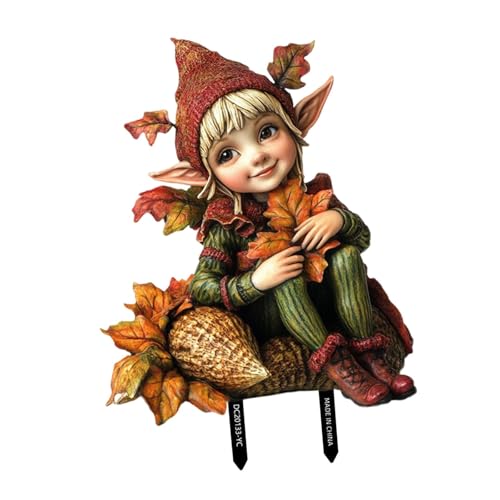 KiBcsLic Fee Gartenstecker Als Außenschmuck Und Gartenfigur Eine Terrassendeko Und Als Wetterfeste Elfenfigur für Höfe Und Blumenbeete, Mehrfarbig, 22.8 X 28.3 cm von KiBcsLic