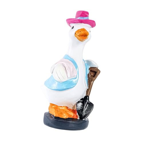 KiBcsLic Gartenfigur Ente Tier Skulptur Resin Gartendeko Ornament Gestaltet für Geschenk Büro Innenbereich, Schaufel von KiBcsLic