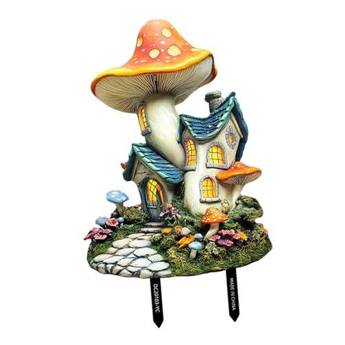 KiBcsLic Gartenstecker mit Pilzmotiv Eine Rasen Dekoration Und Feengartenzubehör Als Dekorative 2D Tafel Aus PVC Die Eine Magische Atmosphäre Erzeugt für Hof, Mehrfarbig, 20.5 X 28.4 cm von KiBcsLic