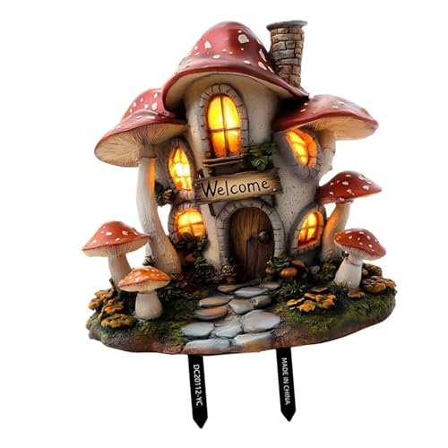 KiBcsLic Gartenstecker mit Pilzmotiv Eine Rasen Dekoration Und Feengartenzubehör Als Dekorative 2D Tafel Aus PVC Die Eine Magische Atmosphäre Erzeugt für Hof, Mehrfarbig, 23.6 X 25 cm von KiBcsLic