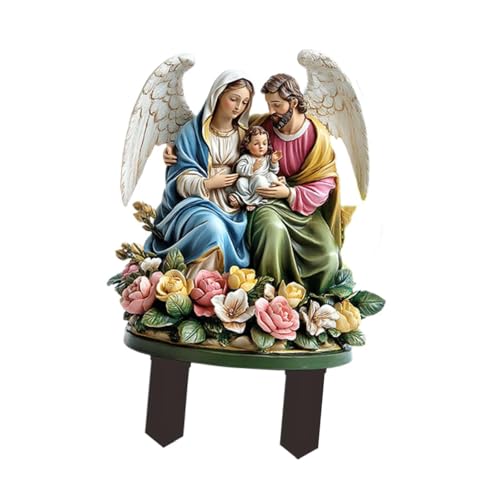 KiBcsLic Gartenstecker mit Religiöser Figur, 2D Acrylschild für Den Innen Und Außenbereich, Heilige Familie KiBcsLic Gartenstecker mit Religiöser Figur, 2D Acrylschild für Den Innen Und Außenbereich, Heilige Familie von KiBcsLic