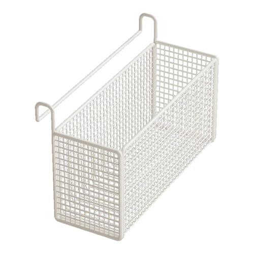 KiBcsLic Hängekorb Bett Organizer Metallregal Aufbewahrungskorb Robustes Eisen Atmungsaktive Konstruktion für Büro Schlafzimmer Studentenwohnheim Zuhause, Weiß, L von KiBcsLic