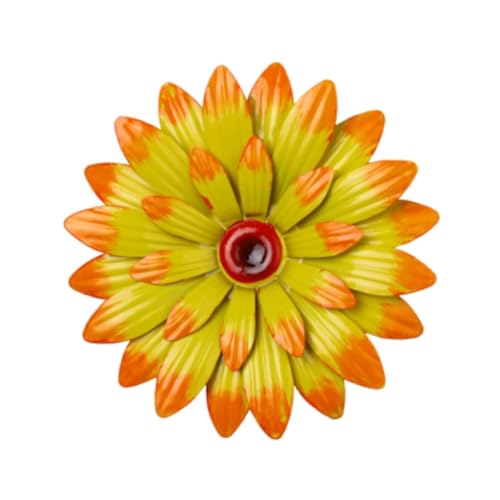 KiBcsLic Hängendes Blumenornament Aus Eisen, 20 cm Durchmesser, für Den Innen Und Außenbereich, Gelb von KiBcsLic