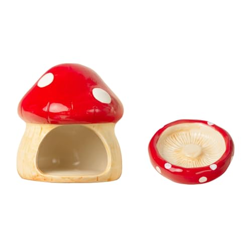 KiBcsLic Hamsterhaus Aus, Hamster Lebensraummöbel, Multifunktionales, Stabiles Nest mit Futternapf in Chinchilla Form, Rot von KiBcsLic