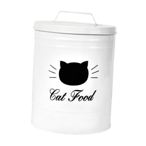 KiBcsLic Hundesnackbehälter Luftdichter Leckerli Aufbewahrungsbehälter Metall Vorratsdose mit Deckel für Haustierfutter für Hunde Katzen Wohnzimmer, Weiß von KiBcsLic