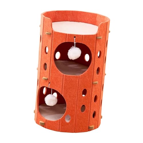 KiBcsLic Indoor Katzenklettergerüst für Kätzchen Und Erwachsene Katzen mit Gemütlichem Versteck, 2-lagig, Orange KiBcsLic Indoor Katzenklettergerüst für Kätzchen Und Erwachsene Katzen mit Gemütlichem Versteck, 2-lagig, Orange von KiBcsLic
