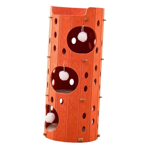 KiBcsLic Indoor Katzenklettergerüst für Kätzchen Und Erwachsene Katzen mit Gemütlichem Versteck, 3-lagiges Orange KiBcsLic Indoor Katzenklettergerüst für Kätzchen Und Erwachsene Katzen mit Gemütlichem Versteck, 3-lagiges Orange von KiBcsLic