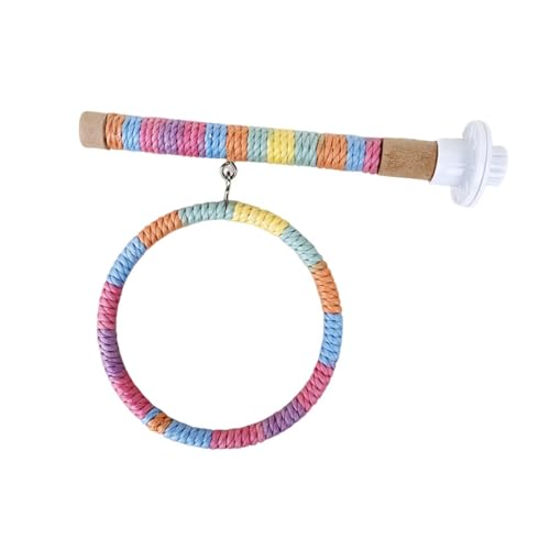 KiBcsLic Käfig Zubehör für Papageien mit Holzstange und Kauspielzeug zum Spielen, Pink Blau von KiBcsLic