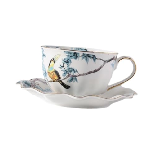 KiBcsLic Kaffeetasse Porzellan Mokkabecher mit Tablett Floraler Henkelbecher Pflegeleicht Vielseitig Einsetzbar für Familie Kollegen Teestunde Haus Geschenk, 200 Ml KiBcsLic Kaffeetasse Porzellan Mokkabecher mit Tablett Floraler Henkelbecher Pflegeleicht Vielseitig Einsetzbar für Familie Kollegen Teestunde Haus Geschenk, 200 Ml von KiBcsLic