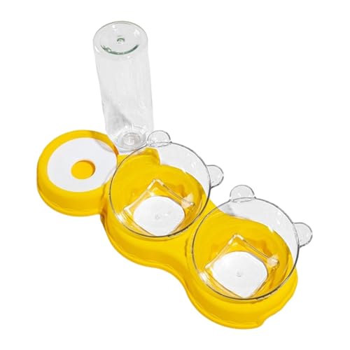 KiBcsLic Katzen 3 in 1 Futternapf Wassernapf Doppelschale Fütterungsstation mit Abnehmbaren Pp Komponenten Und Ergonomisch Erhöhtem Design für Katzen Hund, Gelb KiBcsLic Katzen 3 in 1 Futternapf Wassernapf Doppelschale Fütterungsstation mit Abnehmbaren Pp Komponenten Und Ergonomisch Erhöhtem Design für Katzen Hund, Gelb von KiBcsLic