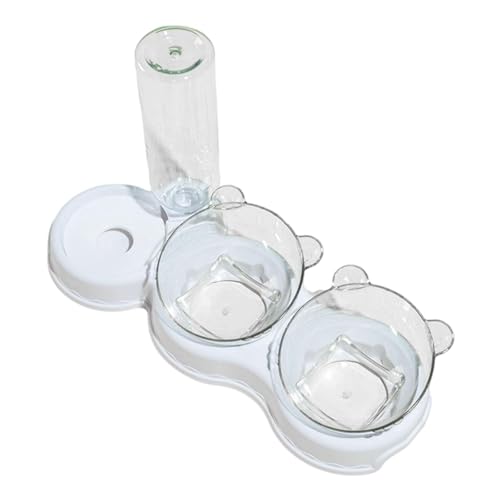 KiBcsLic Katzen 3 in 1 Futternapf Wassernapf Doppelschale Fütterungsstation mit Abnehmbaren Pp Komponenten Und Ergonomisch Erhöhtem Design für Katzen Hund, Weiß KiBcsLic Katzen 3 in 1 Futternapf Wassernapf Doppelschale Fütterungsstation mit Abnehmbaren Pp Komponenten Und Ergonomisch Erhöhtem Design für Katzen Hund, Weiß von KiBcsLic