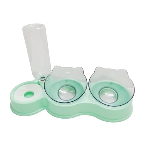 KiBcsLic Katzen Doppel Futternapf Trinknapf Futterspender mit Integriertem Wasserautomaten Aus Pp Material für Kleine Hunde Und Katzen Fütterung Und Wasse, GrÜn von KiBcsLic