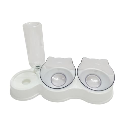 KiBcsLic Katzen Doppel Futternapf Trinknapf Futterspender mit Integriertem Wasserautomaten Aus Pp Material für Kleine Hunde Und Katzen Fütterung Und Wasse, Weiß KiBcsLic Katzen Doppel Futternapf Trinknapf Futterspender mit Integriertem Wasserautomaten Aus Pp Material für Kleine Hunde Und Katzen Fütterung Und Wasse, Weiß von KiBcsLic