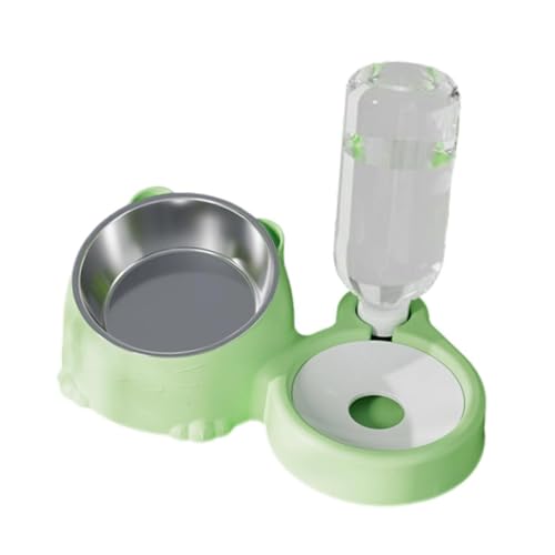 KiBcsLic Katzennapf Doppel Futternapf Wasserspender Futterautomat mit Edelstahleinsatz 2 in 1 Funktion Transparente Wasserflasche Und rutschfeste Basis für Kle, GrÜn KiBcsLic Katzennapf Doppel Futternapf Wasserspender Futterautomat mit Edelstahleinsatz 2 in 1 Funktion Transparente Wasserflasche Und rutschfeste Basis für Kle, GrÜn von KiBcsLic