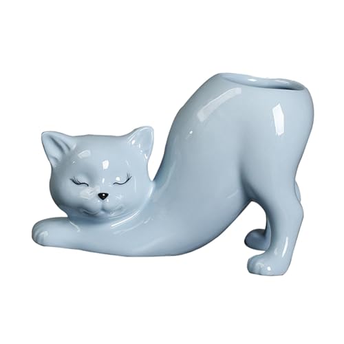 KiBcsLic Katzenschwanz Blumentopf, Vase, Basteln, Dekoration, Blumentopf, Süßer Katzenschwanz Pflanztopf für Den Innen Und Außenbereich, Gartenzubehö, Blau von KiBcsLic