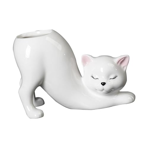 KiBcsLic Katzenschwanz Blumentopf, Vase, Basteln, Dekoration, Blumentopf, Süßer Katzenschwanz Pflanztopf für Den Innen Und Außenbereich, Gartenzubehö, Weiß von KiBcsLic