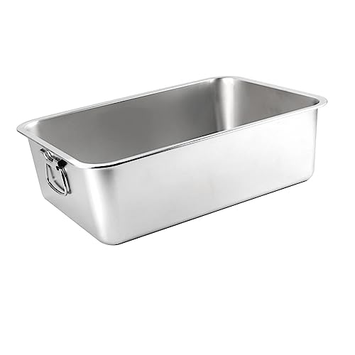 KiBcsLic Katzentoilette Aus Edelstahl, Spritzwassergeschützt, Leicht zu Reinigen, Katzentoilette, Haustierbedarf, 60x40x10cm mit Griff von KiBcsLic