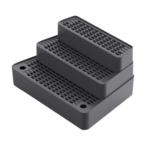 KiBcsLic Katzentoilettenrampe Katzenstufen Toilettenrampe mit Rutschfester Unterseite Und Höhenverstellbaren Stufen für Ältere Haustiere in Der Wohn, Dunkelgrau von KiBcsLic