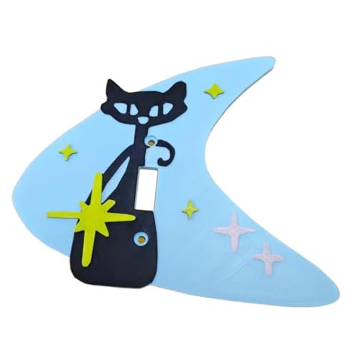 KiBcsLic Kippschalter Wandplatte, Lichtschalter Abdeckplatte, Frontplatte in Katzenform, Ersatz Steckdosenabdeckung für Wohnzimmer, Blau von KiBcsLic
