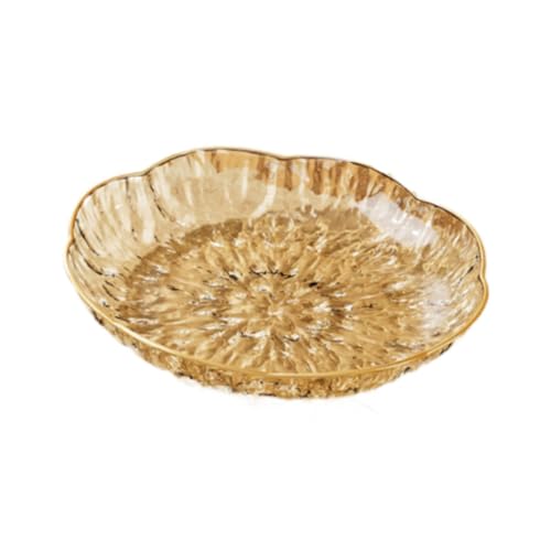 KiBcsLic Klare Obstplatte Party Servierteller Fruchtschale Snacktablett mit Handverzierter Goldeinfassung Aus Robustem Pp Material für Veranstaltungen Hotel Pr, Gold L von KiBcsLic