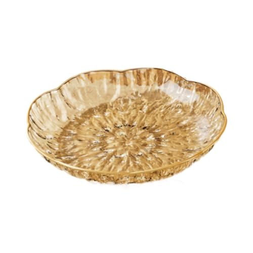 KiBcsLic Klare Obstplatte Party Servierteller Fruchtschale Snacktablett mit Handverzierter Goldeinfassung Aus Robustem Pp Material für Veranstaltungen Hotel Pr, Gold M von KiBcsLic