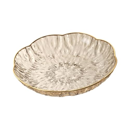 KiBcsLic Klare Obstplatte Party Servierteller Fruchtschale Snacktablett mit Handverzierter Goldeinfassung Aus Robustem Pp Material für Veranstaltungen Hotel Pr, White M von KiBcsLic