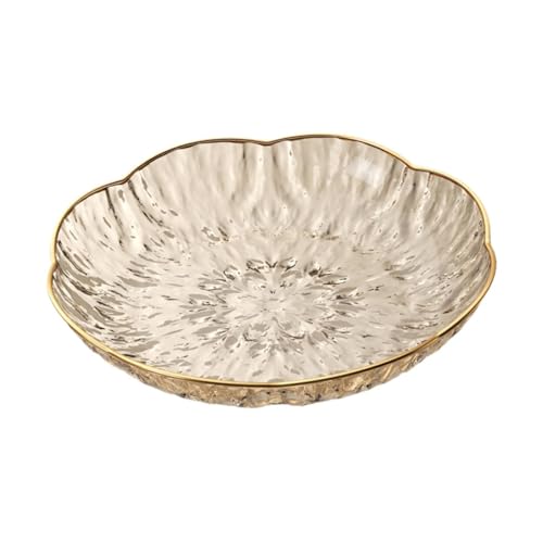 KiBcsLic Klare Obstplatte Party Servierteller Fruchtschale Snacktablett mit Handverzierter Goldeinfassung Aus Robustem Pp Material für Veranstaltungen Hotel Pr, White S von KiBcsLic