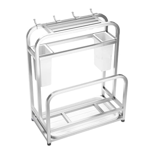 KiBcsLic Küchenorganizer Und Messerhalter mit Schneidebretthalter Sowie Topfdeckelhalter Als Abtropfgestell Aus Langlebigem Edelstahl für Die Moderne Küchenor, 30 cm X 15.5 cm X KiBcsLic Küchenorganizer Und Messerhalter mit Schneidebretthalter Sowie Topfdeckelhalter Als Abtropfgestell Aus Langlebigem Edelstahl für Die Moderne Küchenor, 30 cm X 15.5 cm X von KiBcsLic