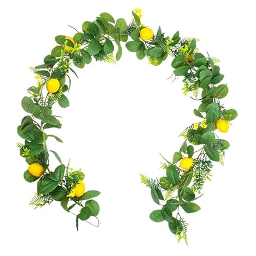 KiBcsLic Künstliche Zitronenranke Blumenkranz Fruchtgirlande Seidenblätter Ranke Aus Seide Und PPC für Bücherregal Hochzeitssaal Hotel Wohnzimmer, Style A von KiBcsLic