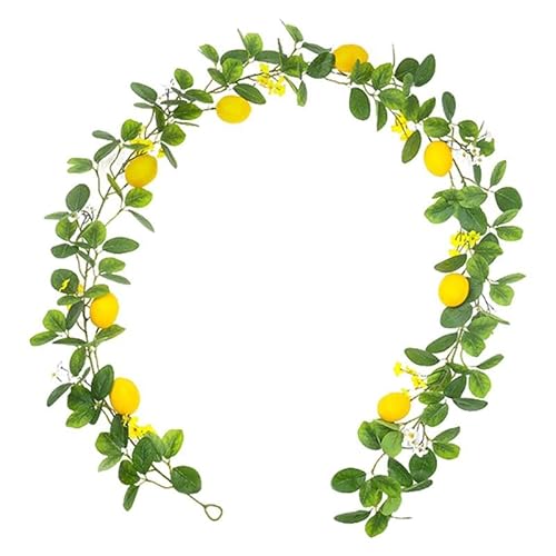 KiBcsLic Künstliche Zitronenranke Blumenkranz Fruchtgirlande Seidenblätter Ranke Aus Seide Und PPC für Bücherregal Hochzeitssaal Hotel Wohnzimmer, Style B von KiBcsLic