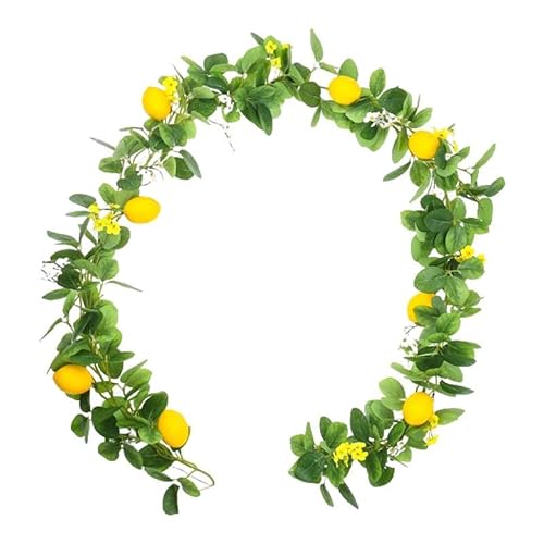 KiBcsLic Künstliche Zitronenranke Blumenkranz Fruchtgirlande Seidenblätter Ranke Aus Seide Und PPC für Bücherregal Hochzeitssaal Hotel Wohnzimmer, Style C von KiBcsLic