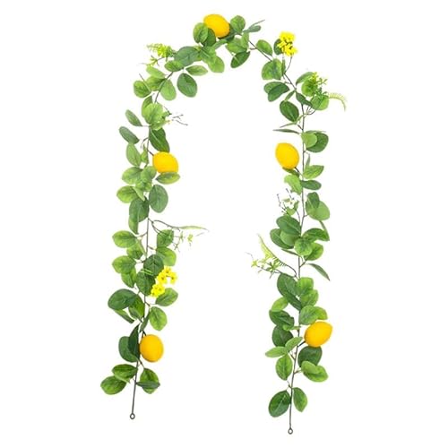 KiBcsLic Künstliche Zitronenranke Blumenkranz Fruchtgirlande Seidenblätter Ranke Aus Seide Und PPC für Bücherregal Hochzeitssaal Hotel Wohnzimmer, Style E von KiBcsLic