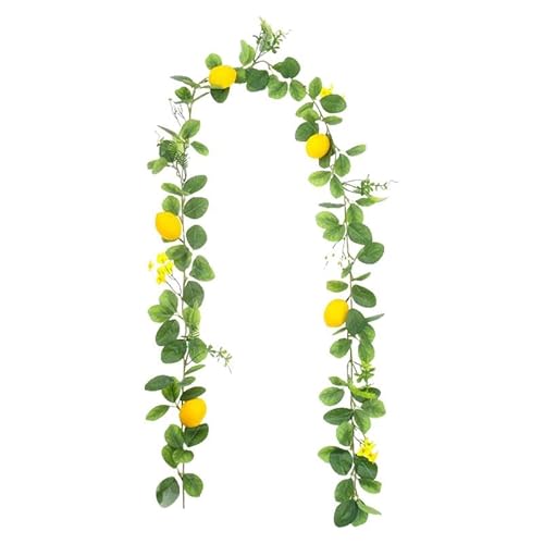 KiBcsLic Künstliche Zitronenranke Blumenkranz Fruchtgirlande Seidenblätter Ranke Aus Seide Und PPC für Bücherregal Hochzeitssaal Hotel Wohnzimmer, Style F von KiBcsLic