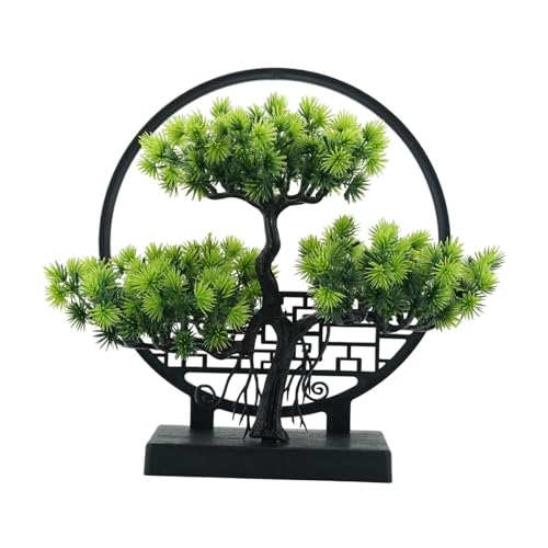 KiBcsLic Künstlicher Bonsai Baum Als Zimmerbonsai Und Tischdekoration EIN Simulationsornament für Die Begrünung Aus Robustem PP für Wohnräume Büros Und Geschäf, Hellgrün von KiBcsLic