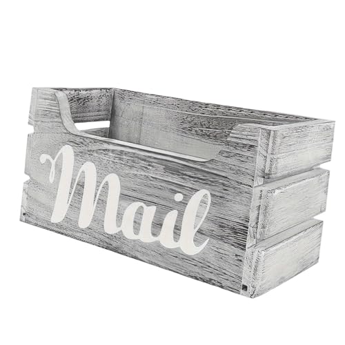 KiBcsLic -Mail-Halter, Aufbewahrungsbox, Mail-Tablett für Arbeitsplatte, Bauernhaus-Tisch-Mailbox, Grau von KiBcsLic