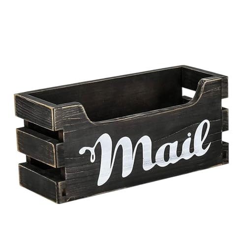 KiBcsLic -Mail-Halter, Aufbewahrungsbox, Mail-Tablett für Arbeitsplatte, Bauernhaus-Tisch-Mailbox, Schwarz von KiBcsLic