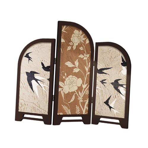 KiBcsLic Mini Paravent Zur Tischdekoration, 3 Teiliger Raumteiler mit Feng Shui Design, Style B von KiBcsLic